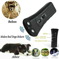 HKM-8321597 Ultrasonic Dog Repeller Trainer - 3 in 1 Anti-Barking Device with Flashlight Function