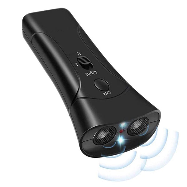 HKM-8321597 Ultrasonic Dog Repeller Trainer - 3 in 1 Anti-Barking Device with Flashlight Function