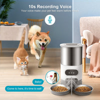 HKM-8322109 Automatic Pet Feeder with Dual Meal Design and Voice Recording 4.5L for Dogs and Cats
