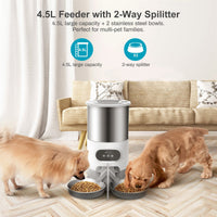 HKM-8322109 Automatic Pet Feeder with Dual Meal Design and Voice Recording 4.5L for Dogs and Cats