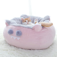 HKM-8322365 Cozy Washable Round Fiber Pet Cushion for Cats, Non-Slip, 46x46x24cm