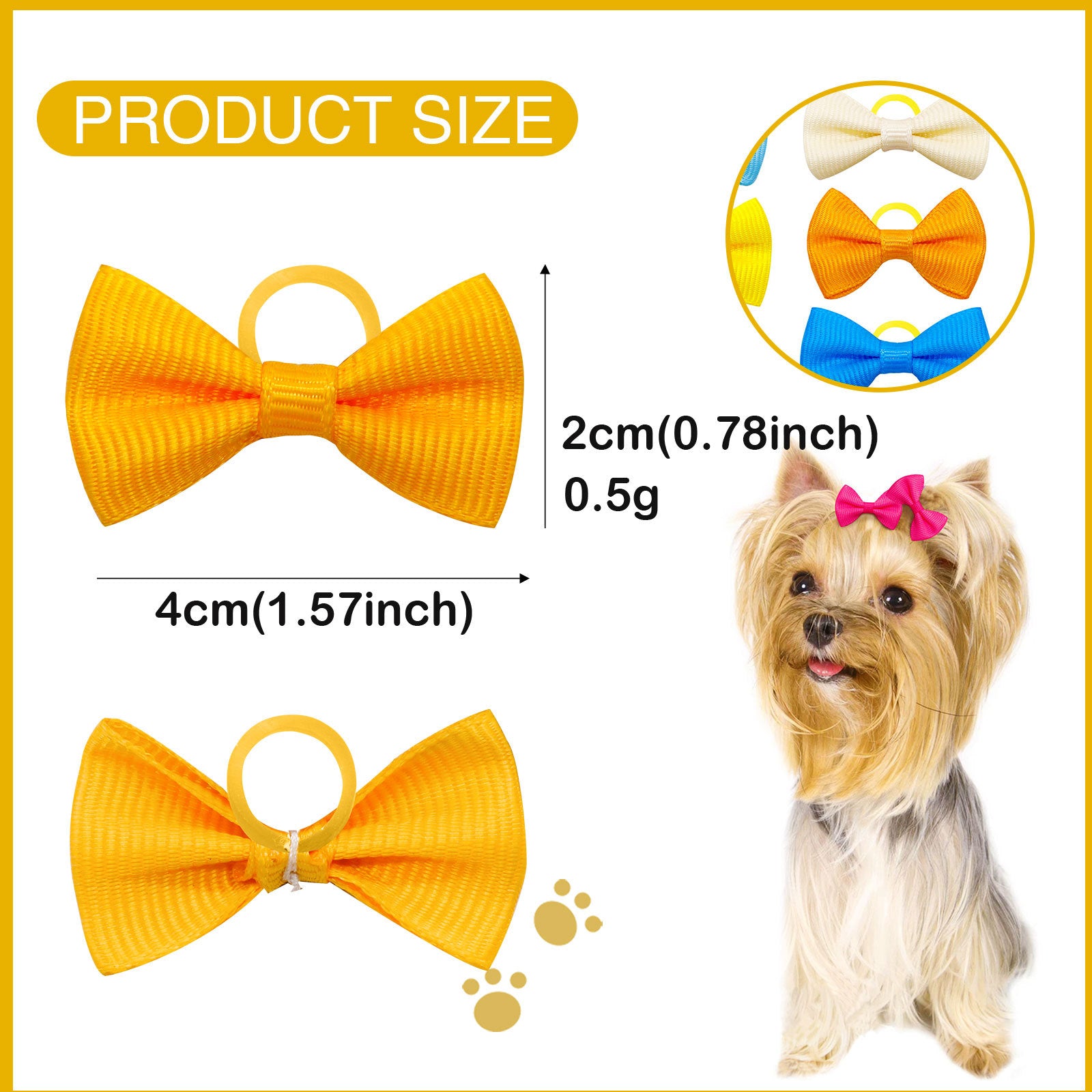 HKM-8323133 Solid Color Pet Hair Bows - 50pcs Cute Macaron Rubber Band Headgear for Pets