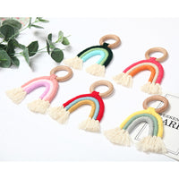 HKM-832339 Organic Cotton Rope Teether with Wooden Ring for Babies