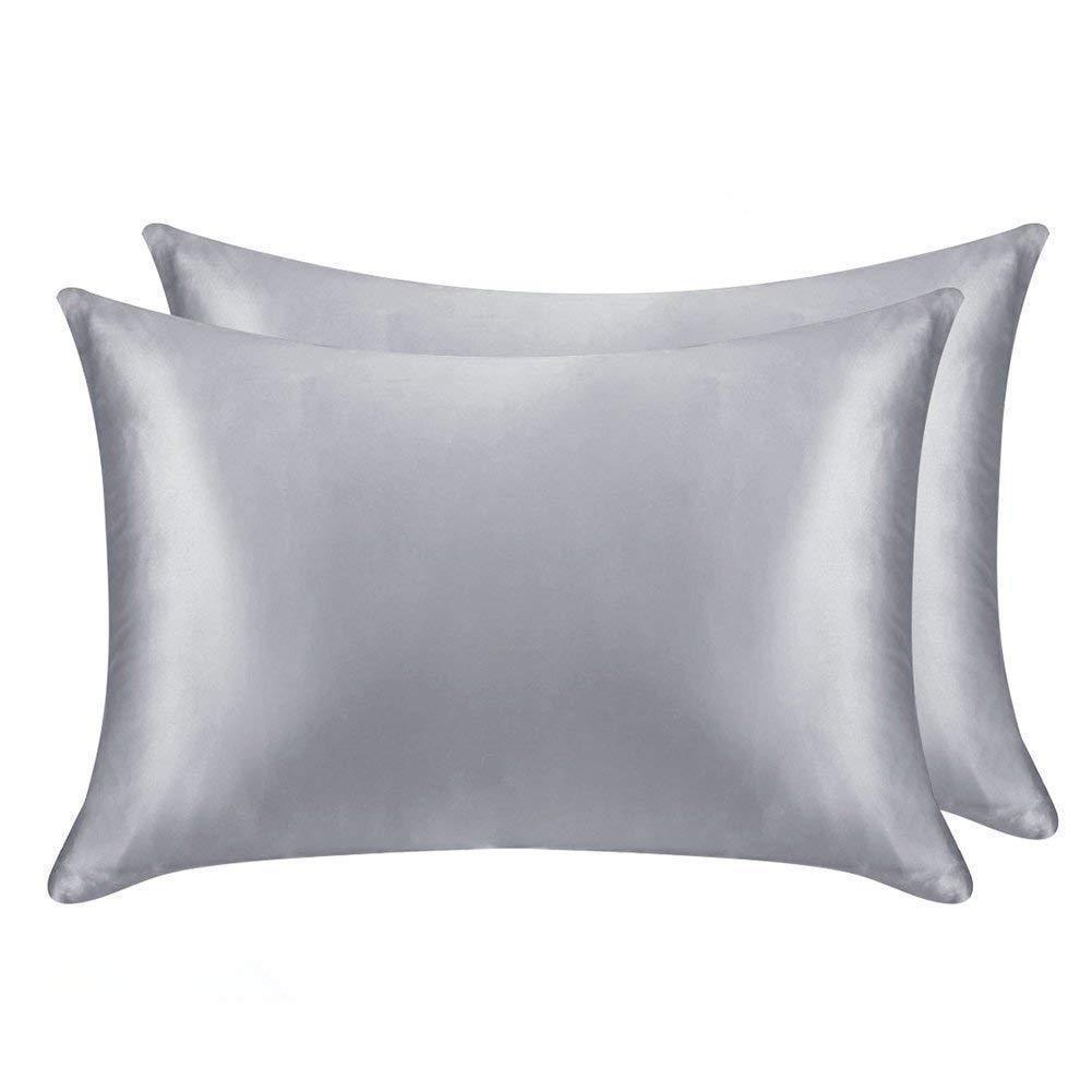 HKM-832339 Silk Satin Zipper Pillowcase - Soft Polyester Fiber Bedding Decor