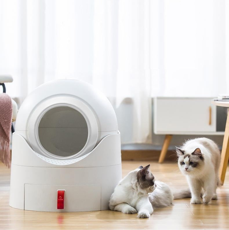 HKM-832339 Super Large Semi-Automatic Cat Litter Box - Odor Proof & Sand Proof Basin, 45L Capacity