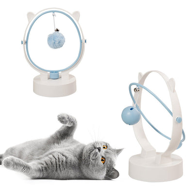 HKM-8324285 Cat Entertainment Swinging Ball Toy with Plush and Leaky Bell Features