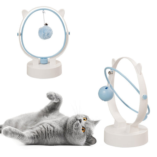 HKM-8324285 Cat Entertainment Swinging Ball Toy with Plush and Leaky Bell Features