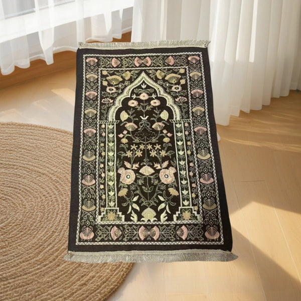 HKM-8324925 Portable Thin Ethnic Flower Design Worship Carpet in Multiple Colors 70x110cm