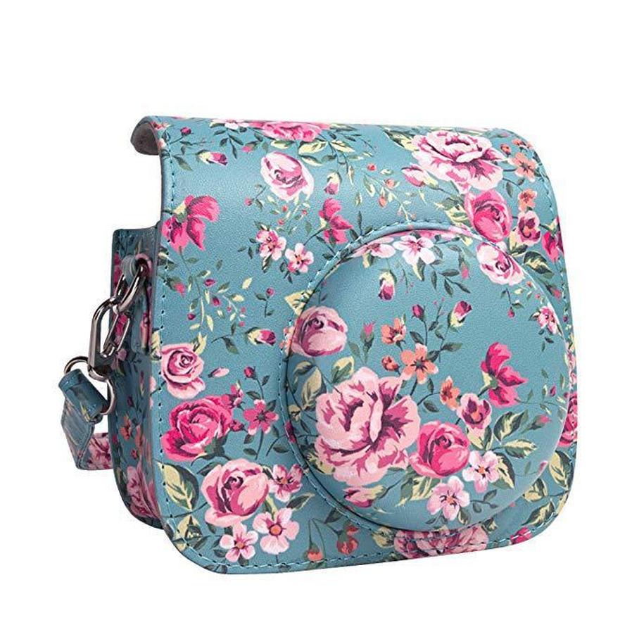 HKM-832723 Polaroid Mini 8/8+/9 Camera PU Leather Bag in Rose with Shoulder Strap