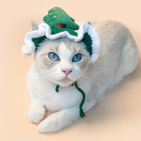 HKM-8327357 Hand-Crocheted Christmas Tree Hat for Cats and Dogs - Monochrome Design, Free Size