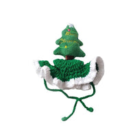 HKM-8327357 Hand-Crocheted Christmas Tree Hat for Cats and Dogs - Monochrome Design, Free Size