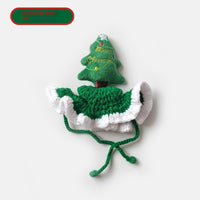 HKM-8327357 Hand-Crocheted Christmas Tree Hat for Cats and Dogs - Monochrome Design, Free Size