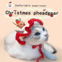 HKM-8327357 Hand-Crocheted Christmas Tree Hat for Cats and Dogs - Monochrome Design, Free Size