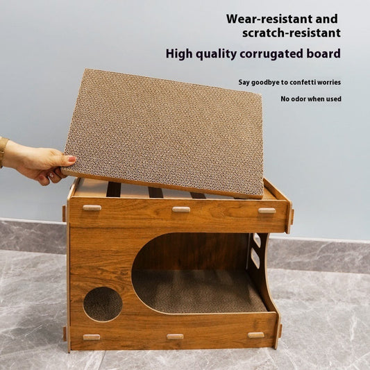 HKM-8327741 Large Double-Layer Scratch-Resistant Cat House with Spacious Design in Various Colors