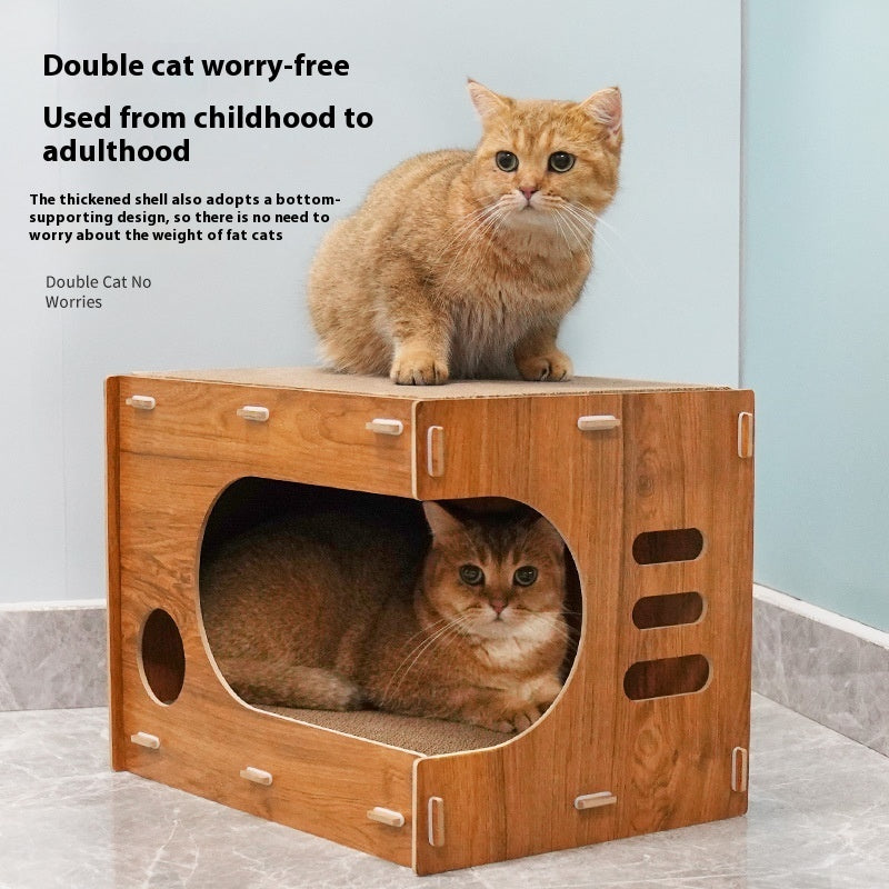 HKM-8327741 Large Double-Layer Scratch-Resistant Cat House with Spacious Design in Various Colors