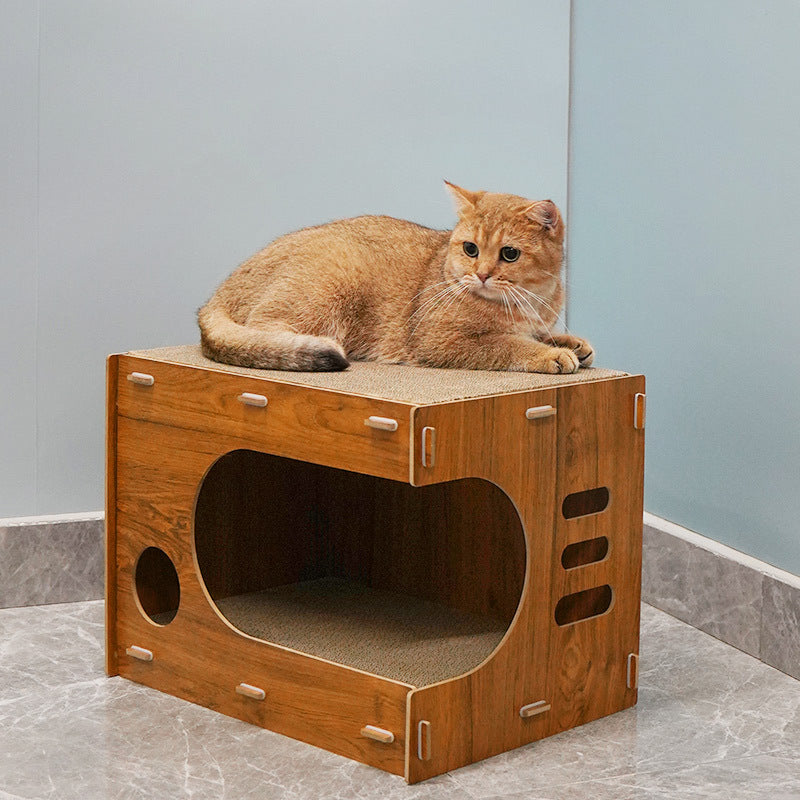 HKM-8327741 Large Double-Layer Scratch-Resistant Cat House with Spacious Design in Various Colors