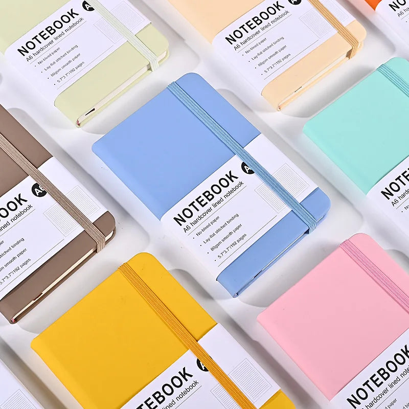 HKM-832787 Ivory White PU Leather Strap Notebook with Lined Inner Pages for Creative Office Use
