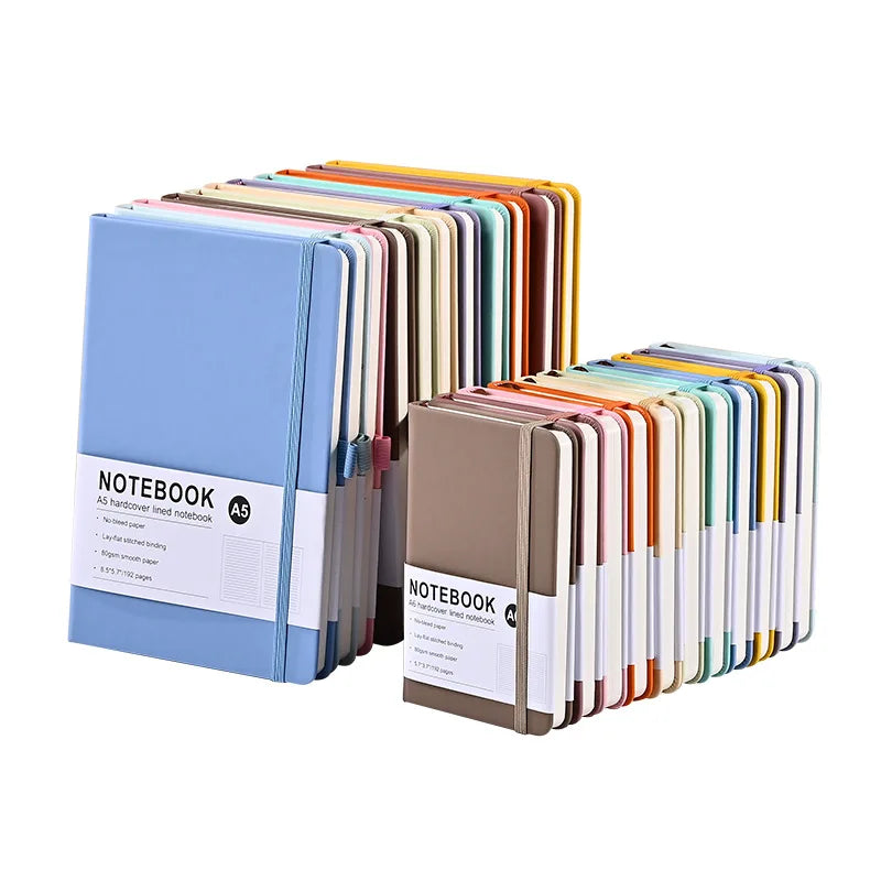 HKM-832787 Ivory White PU Leather Strap Notebook with Lined Inner Pages for Creative Office Use