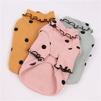 HKM-8328253 Polka Dot Cotton Turtleneck Dog Shirt in Yellow, Pink, Green - Sizes 3XS to 3XL