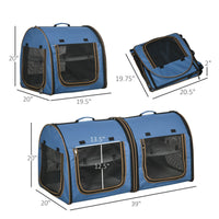 HKM-8330301 Portable Blue Soft-Sided Cat Carrier with Divider, Hammocks, Cushions & Easy Storage for Travel