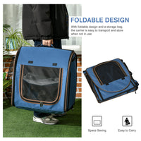 HKM-8330301 Portable Blue Soft-Sided Cat Carrier with Divider, Hammocks, Cushions & Easy Storage for Travel
