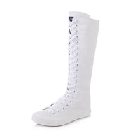 HKM-8330685 Women's High-Top Casual Canvas Zipper Boots with Rubber Sole