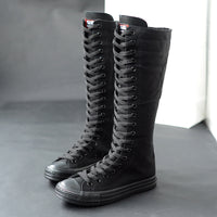 HKM-8330685 Women's High-Top Casual Canvas Zipper Boots with Rubber Sole