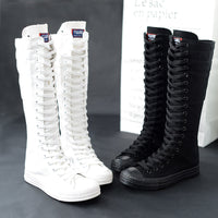 HKM-8330685 Women's High-Top Casual Canvas Zipper Boots with Rubber Sole