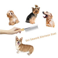 HKM-8331325 Double-Sided Pet Grooming Brush with Wooden Handle and Stainless Steel Teeth for Removing Mats and Tangles