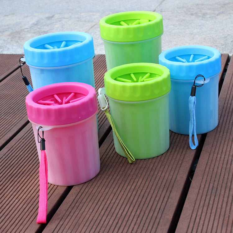 HKM-8331709 Portable Dog Foot Wash Bucket in Blue, Pink, and Green - Silicone Material