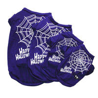 HKM-8332221 Casual Cotton Dog Vest for Halloween - Pumpkin Design in Black and Purple, Sizes XS to L