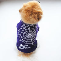 HKM-8332221 Casual Cotton Dog Vest for Halloween - Pumpkin Design in Black and Purple, Sizes XS to L