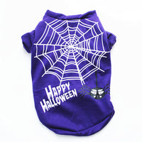 HKM-8332221 Casual Cotton Dog Vest for Halloween - Pumpkin Design in Black and Purple, Sizes XS to L
