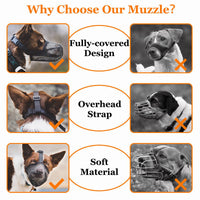 HKM-8333501 Fashionable Dog Mouth Cover Mask for Small to Extra Large Breeds - Available in Black and Gray