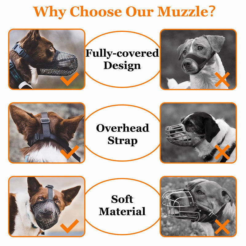 HKM-8333501 Fashionable Dog Mouth Cover Mask for Small to Extra Large Breeds - Available in Black and Gray