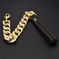 HKM-8333629 Large Dog Leash in Stainless Steel with Cast Titanium Steel, Available in Gold, Silver, Rose Gold, Colorful, and Black