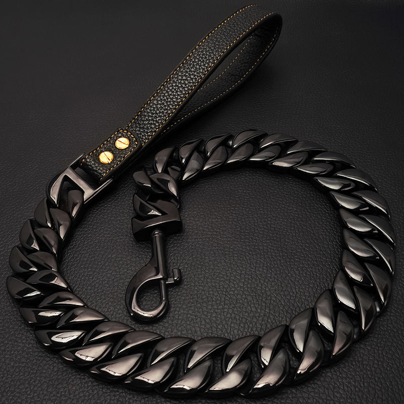 HKM-8333629 Large Dog Leash in Stainless Steel with Cast Titanium Steel, Available in Gold, Silver, Rose Gold, Colorful, and Black