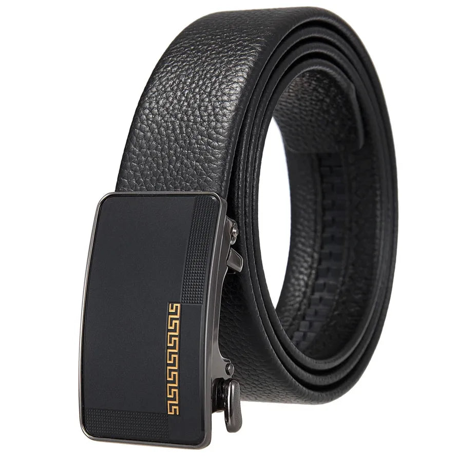 HKM-833363 Men's Simple Automatic Buckle First Layer Leather Belt - Model LY36-25641-5