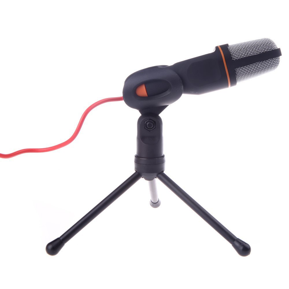 HKM-833363 Wired Microphone with Clip Holder for Chatting, Singing, and Karaoke - Compatible with PC