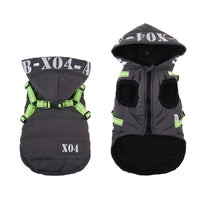 HKM-8334397 Waterproof Fleece-lined Dog Jacket with Hood - Red, Gray, Blue, Black - Sizes S to XXL