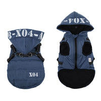 HKM-8334397 Waterproof Fleece-lined Dog Jacket with Hood - Red, Gray, Blue, Black - Sizes S to XXL