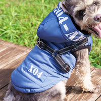 HKM-8334397 Waterproof Fleece-lined Dog Jacket with Hood - Red, Gray, Blue, Black - Sizes S to XXL