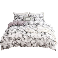 HKM-833491 Marble Patterned Polyester Duvet Cover Set with Pillowcases - Various Sizes Available
