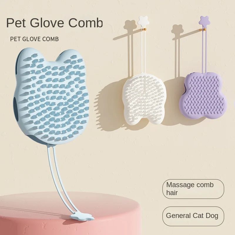 HKM-8335421 Silicone Pet Bathing Massager Gloves for Dogs and Cats, Hair Deshedding and Cleaning Tool