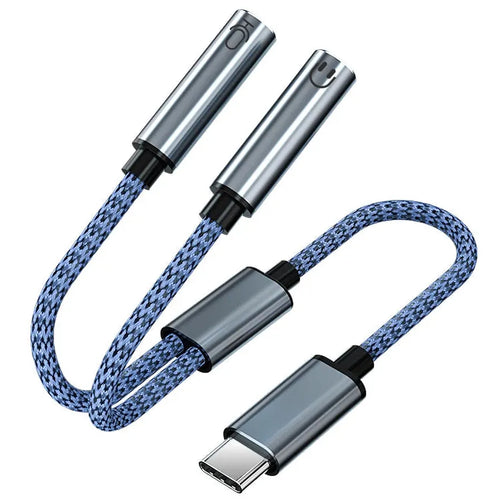 HKM-833555 USB C to 3.5mm AUX Audio Splitter Cable for Headphone and Microphone Compatibility