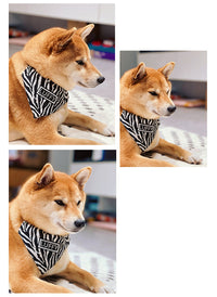 HKM-8335677 Triangle Scarf for Pets - Black and White Herringbone Zebra Pattern, Adjustable Sizes S-XL