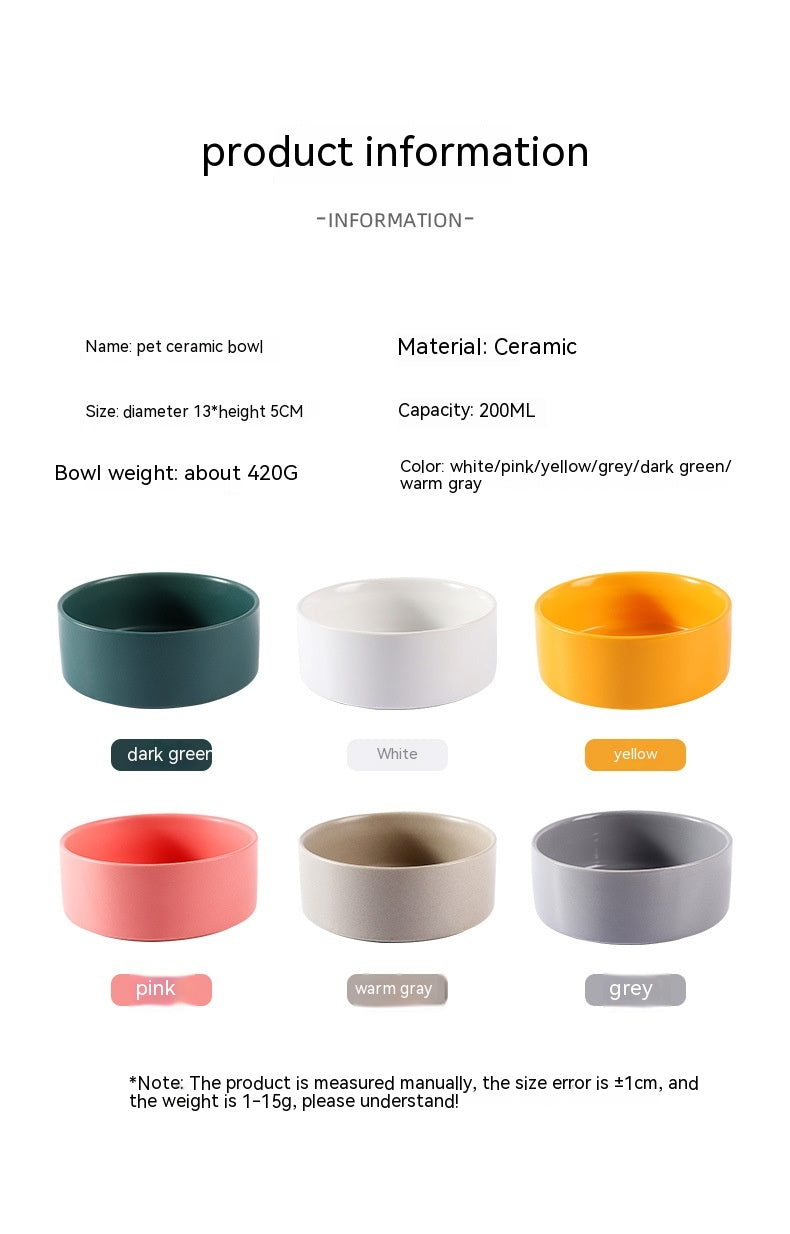 HKM-8335805 Ceramic Cat Bowl in Random Colors - Simple and Elegant Design