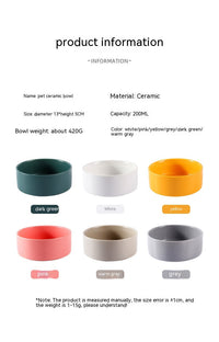 HKM-8335805 Ceramic Cat Bowl in Random Colors - Simple and Elegant Design