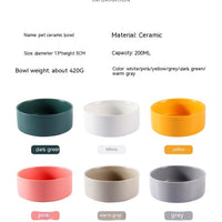 HKM-8335805 Ceramic Cat Bowl in Random Colors - Simple and Elegant Design