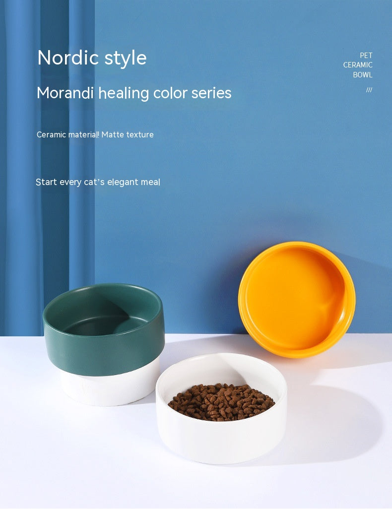HKM-8335805 Ceramic Cat Bowl in Random Colors - Simple and Elegant Design
